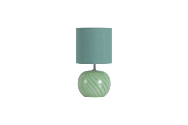Tischleuchte Glas Stoff Grün E27 Ø16 cm Zylinder modern
