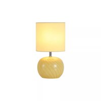 Tischleuchte Glas Stoffschirm Gelb E27 &Oslash;16 cm...