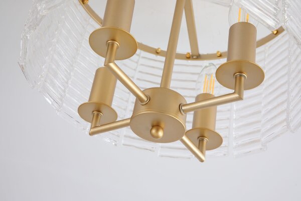 Deckenlampe Glas Metall Gold E14 Ø35 cm Zylinder klar