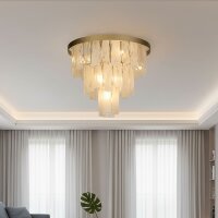 Deckenleuchte Glas Metall Gold Wei&szlig; E14 H:41,5 cm