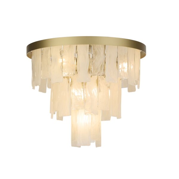 Pendelleuchte Glas Metall Gold Weiß E14 Ø45 cm blendarm