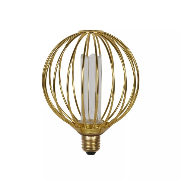 LED Leuchtmittel 2700K Metall Gold E27 H:16 cm Käfig