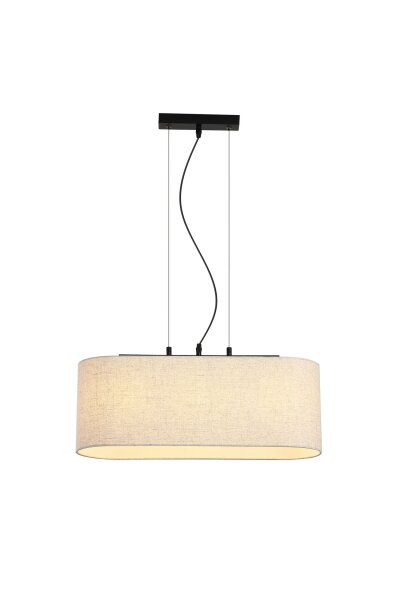 Hängelampe Metall Leinen Schwarz Beige E27 L:60 cm