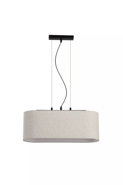Hängelampe Metall Leinen Schwarz Beige E27 L:60 cm