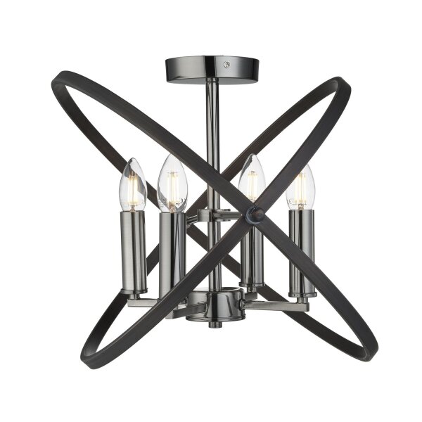 Deckenlampe Metall Zinn Schwarz E14 Ø45 cm Ringe