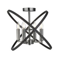 Deckenlampe Metall Zinn Schwarz E14 &Oslash;45 cm Ringe