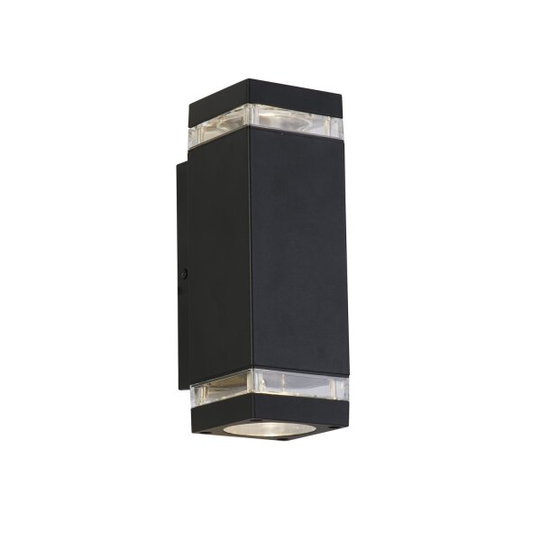 Außenwandleuchte Aluminium Schwarz GU10 IP44 H:23,5 cm