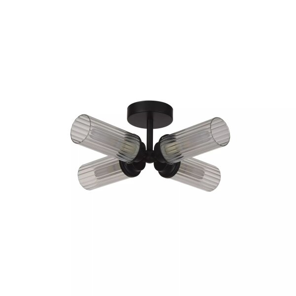 Deckenleuchte Glas Metall Schwarz G9 IP44 L:39 cm klar