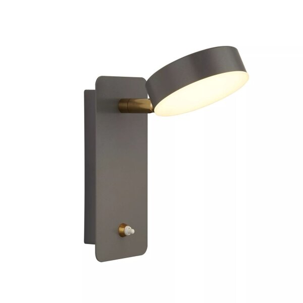 LED Wandstrahler Schalter 3000K Metall Sandgrau H:27 cm