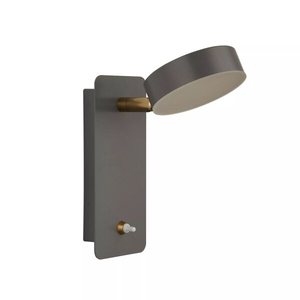 LED Wandstrahler Schalter 3000K Metall Sandgrau H:27 cm
