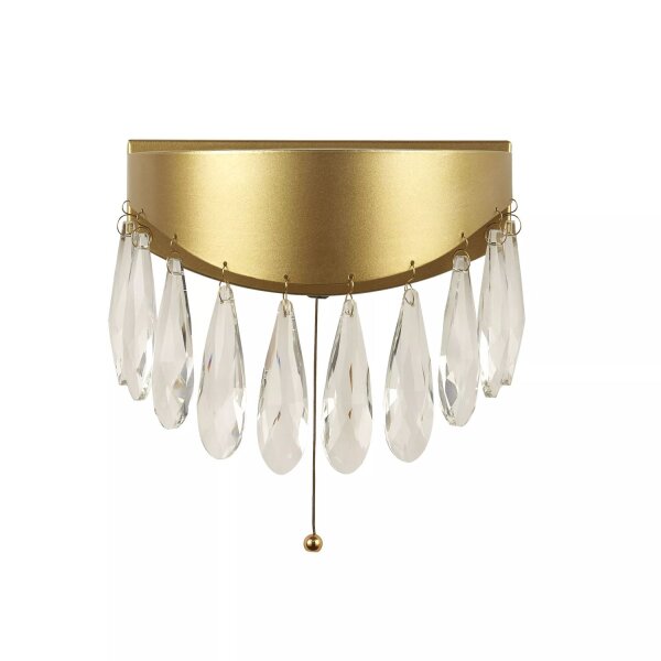 LED Wandleuchte Zugschalter 4000K Kristallglas Gold