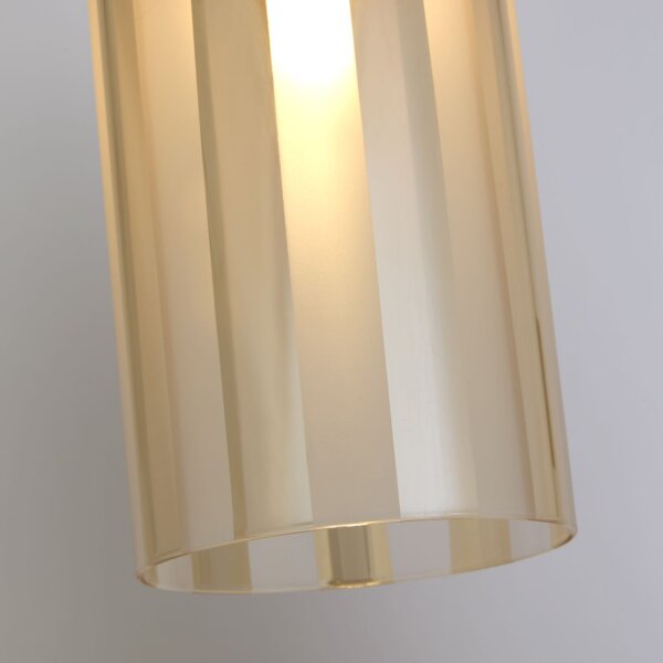 Hängelampe Glas Metall Bronze Bernstein E27 Ø25 cm