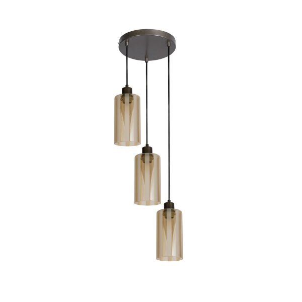 Hängelampe Glas Metall Bronze Bernstein E27 Ø25 cm