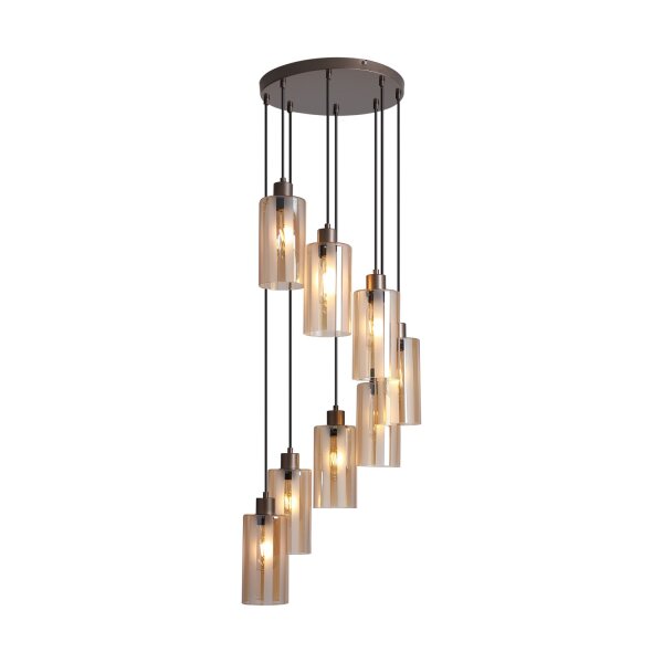 Pendelleuchte Glas Metall Bronze Bernstein E27 Ø40 cm