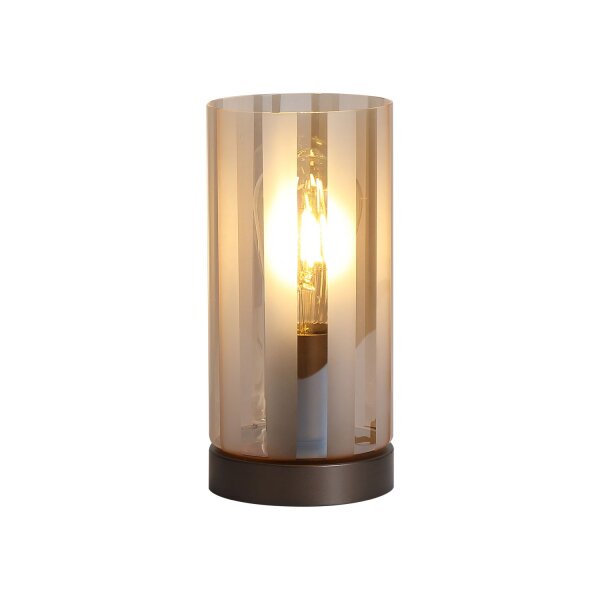 Tischleuchte Metall Glas Bronze Bernstein E27 H:23 cm