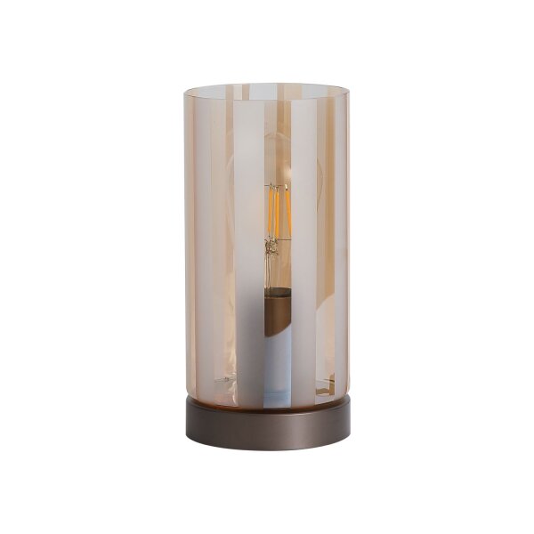 Tischleuchte Metall Glas Bronze Bernstein E27 H:23 cm