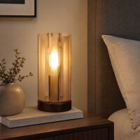 Tischleuchte Metall Glas Bronze Bernstein E27 H:23 cm