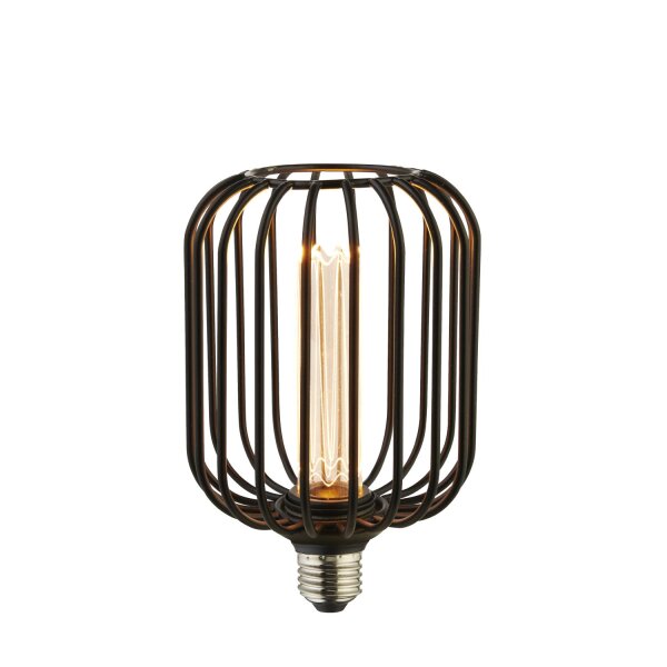 LED Leuchtmittel 1800K Glas Schwarz E27 H:16,9 cm Käfig