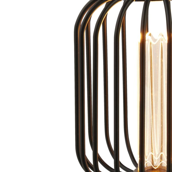 LED Leuchtmittel 1800K Glas Schwarz E27 H:16,9 cm Käfig