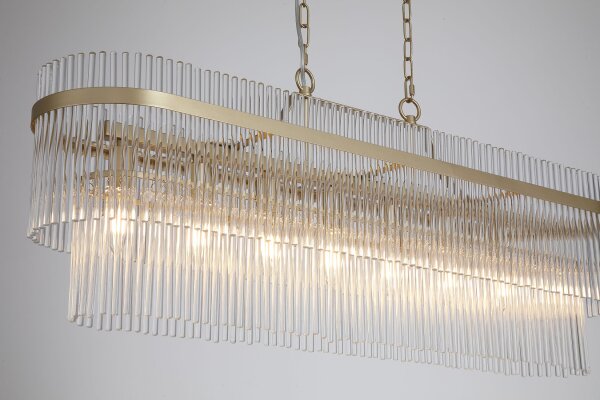 Hängelampe Glas Metall Gold E14 L:98 cm mehrstöckig