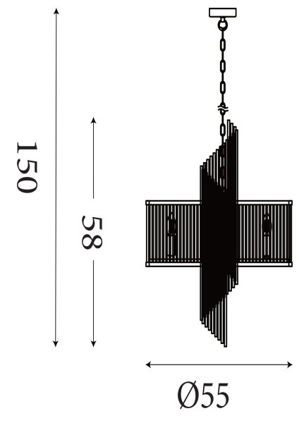 Hängelampe Glas Metall Gold E14 Ø55 cm Glasstäbe klar