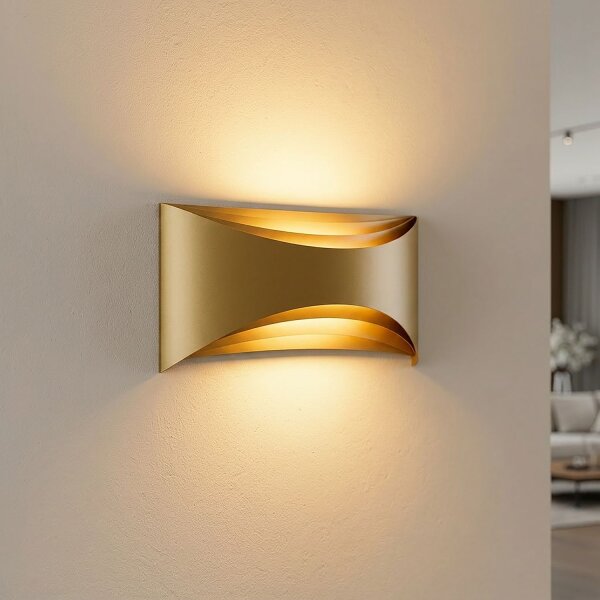 LED Wandleuchte Up Down 2700K Metall Gold H:15 cm