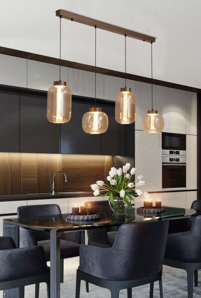 LED Pendelleuchte 3000K Bronze-Braun Bernstein L:103 cm