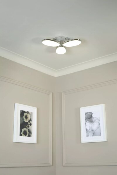 LED Deckenlampe 4000K Glas Metall Chrom L:44 cm oval