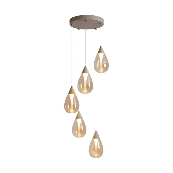 LED Hängelampe 3000K Sandfarben Champagner 5-flammig