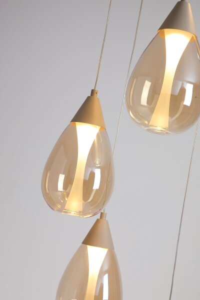 LED Hängelampe 3000K Sandfarben Champagner 5-flammig