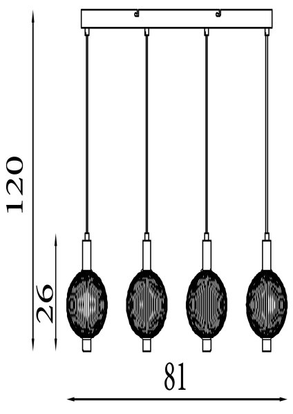 LED Hängelampe 3000K Glas Metall Messing Weiß L:81 cm
