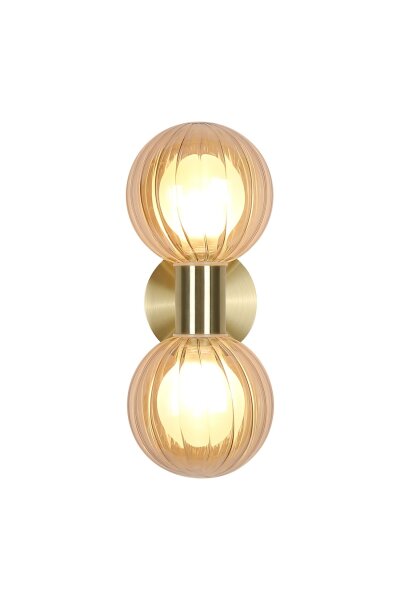 Wandleuchte Glas Messing Champagner G9 IP44 T:12,4 cm