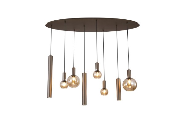 Pendelleuchte Glas Bronze-Braun Bernstein E27 GU10