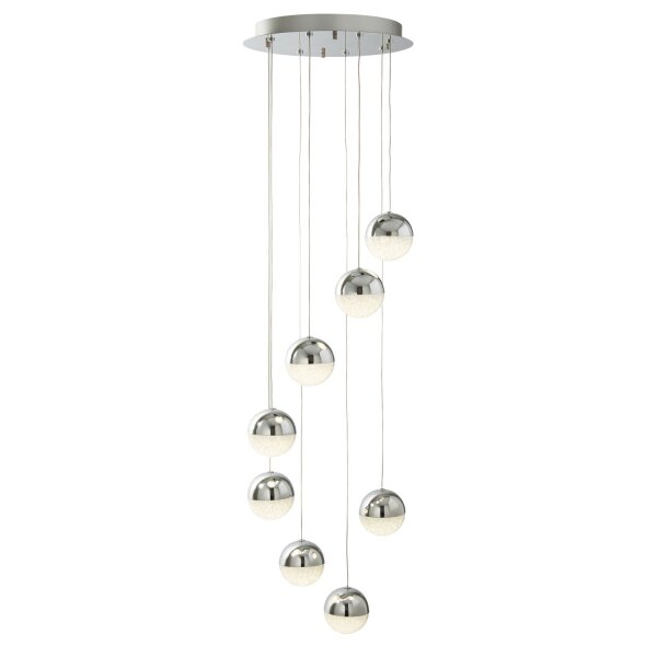 LED Hängelampe 4000K Metall Chrom L:35 cm 8-flammig