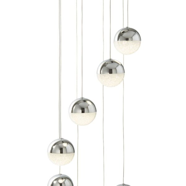 LED Hängelampe 4000K Metall Chrom L:35 cm 8-flammig