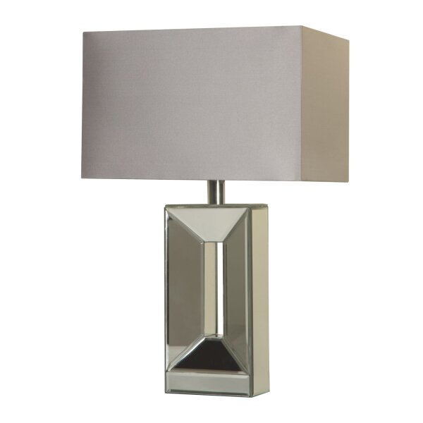 Tischlampe Schalter Kunstseide Chrom Silber E27 H:44 cm