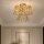Deckenlampe Glas Metall Kristall Gold matt E14 H:32 cm