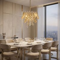 Pendelleuchte Glas Metall Gold matt E14 &Oslash;45 cm klar