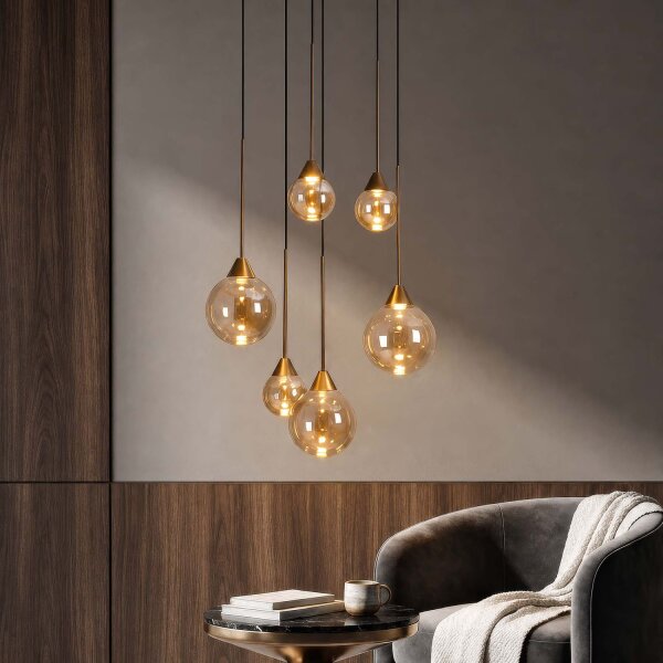 LED Hängelampe 2700-4000K Glas Bronze Champagner Ø50 cm