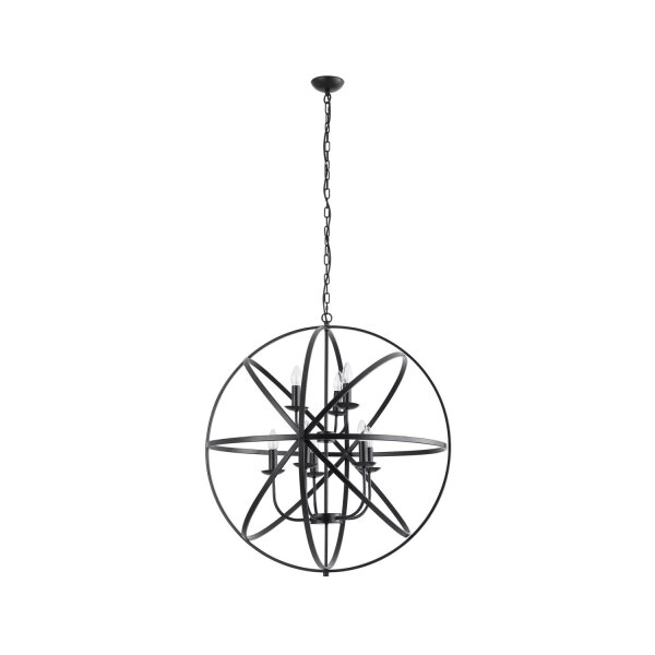 Pendelleuchte Metall Schwarz E14 Ø82 cm Kugel Retro