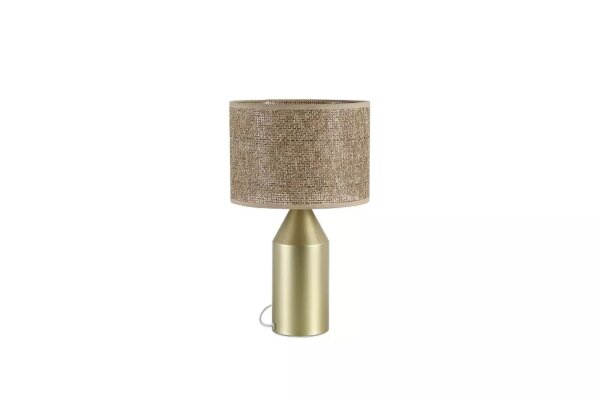 Tischleuchte Rattan Natur Gold blendarm E27 H:40 cm