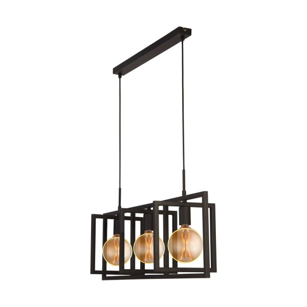Pendelleuchte Metall Sandschwarz E27 L:86 cm Retro