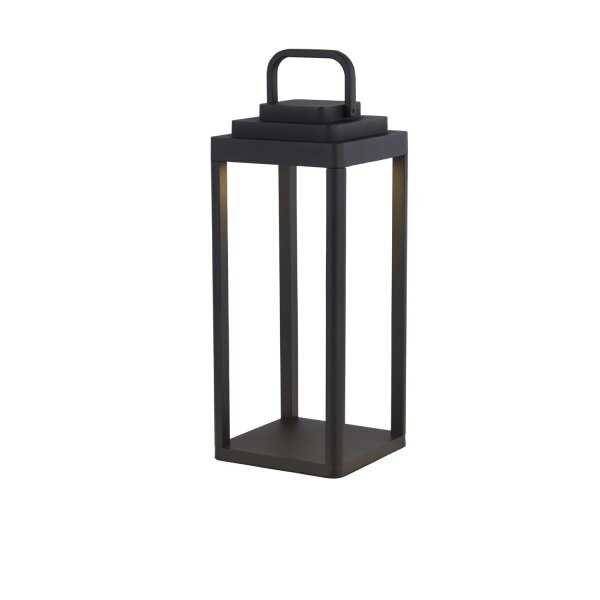 LED Tischleuchte Akku 3000K Aluminium Glas Schwarz IP54