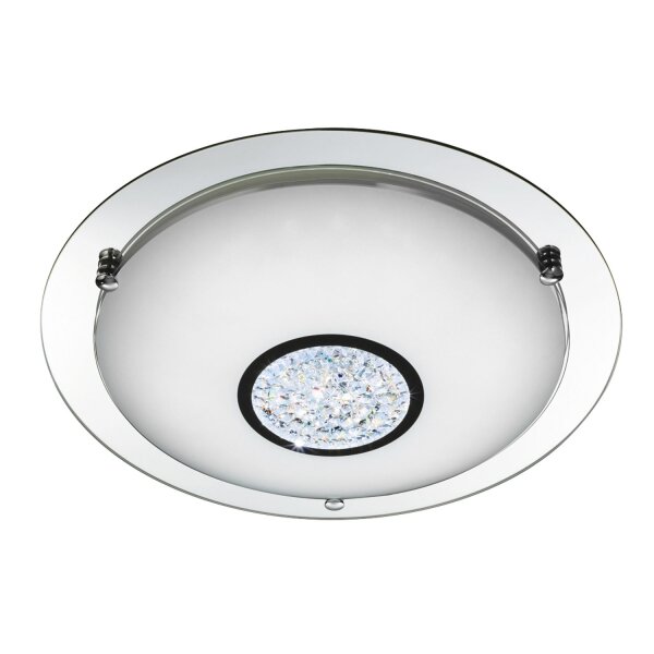 LED Deckenlampe 4000K Glas Metall Chrom IP44 Ø41 cm