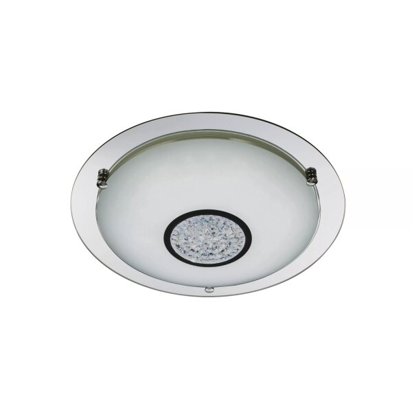 LED Deckenlampe 4000K Glas Metall Chrom IP44 Ø41 cm