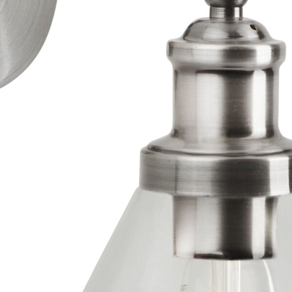 Wandleuchte Zugschalter Glas Metall Silber E27 B:19 cm