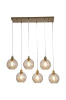 H&auml;ngelampe Glas Metall Gold Champagner E27 L:95 cm