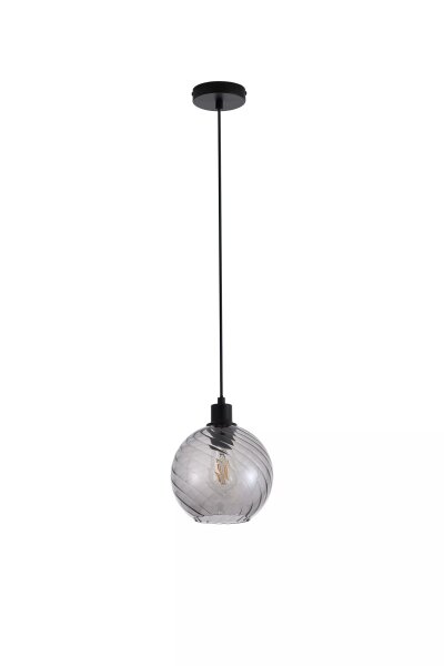 Hängelampe Metall Rauchglas Schwarz E27 Ø20 cm Kugel