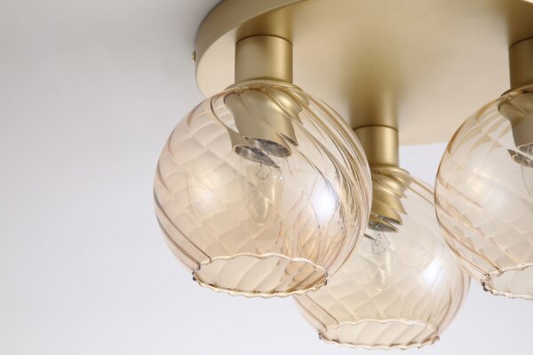 Deckenleuchte Glas Metall Gold Champagner E27 Ø37,5 cm