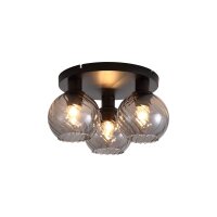 Deckenlampe Metall Rauchglas Schwarz E27 &Oslash;37,5 cm...